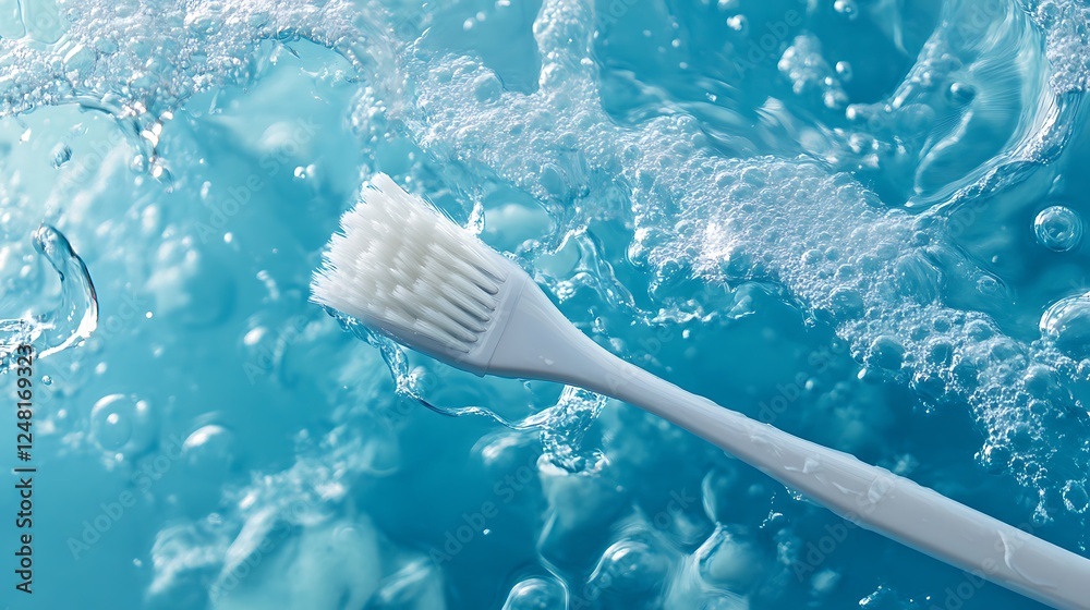 Hygienic brush wipe against an aqua backdrop
