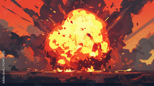 Fototapeta Naklejka Na Ścianę i Meble -  anime with big explosion effects