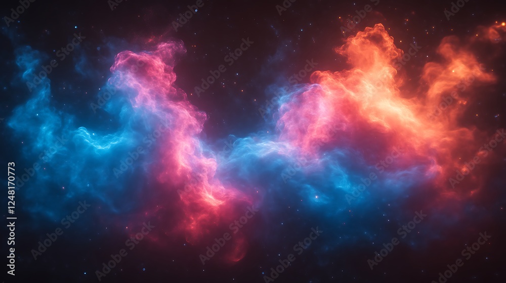Fototapeta premium Celestial Nebula Cosmic Cloudscape Red Blue Hues