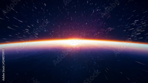 Breathtaking Space View of Earth’s Horizon at Dawn - Made with Generative AI