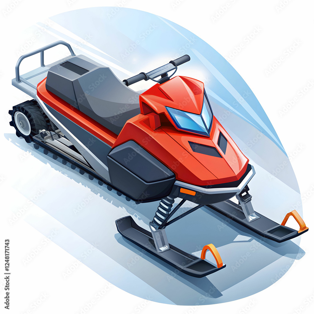 Naklejka premium Isometric Snowmobile with white Background