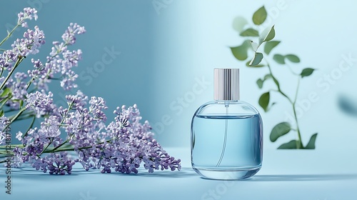 Obraz na płótnie Lonely lilac fragrance on a pale blue backdrop w salonie