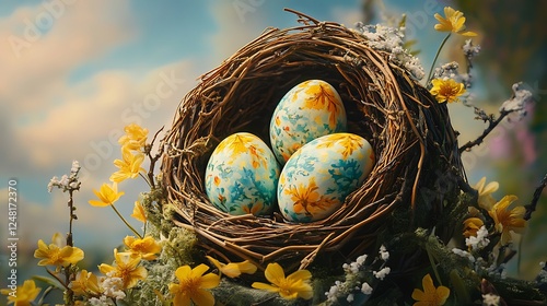 Obraz na płótnie Magnificent the trilogy protecting vibrant eggs for spring w salonie