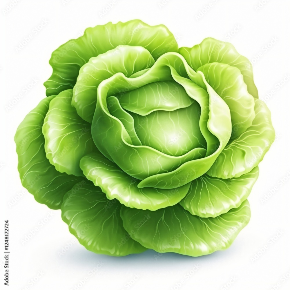 Obraz premium Fresh Green Cabbage Vegetable Close Up Studio Shot Healthy Food Ingredient
