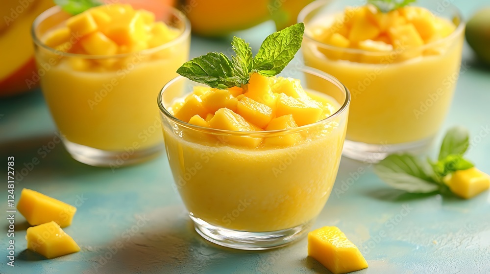 Mango sago pudding other isolated on a colorful background