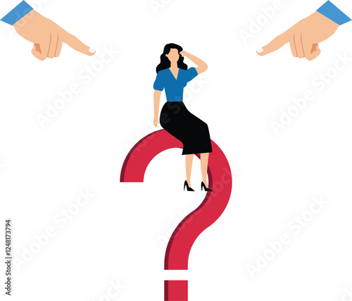 Argument, Blame and Shame. The Big Hand Points at the Businesswoman.