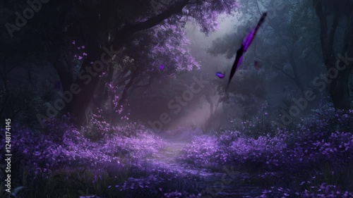 Enchanted Purple Forest Path: A Mystical Journey