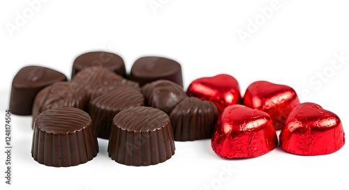 Valentine's day hreat shaped chocolate image on white background photo