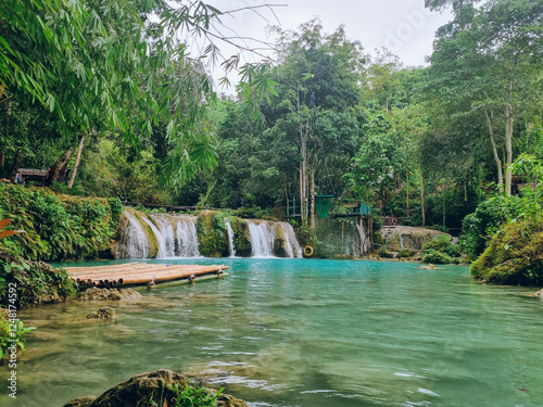 Blue waters at Cambugahay Falls In Siquijor island, Philippines
