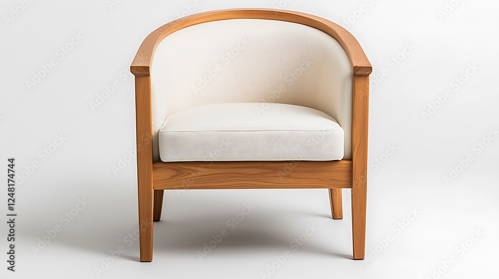 A modern, minimalist armchair with a wooden frame and a soft, cream-colored upholstered seat, perfect for contemporary interiors. A modern, minimalist armchair with a wooden frame and a soft, cream-colored upholstered seat, perfect for contemporary interiors.