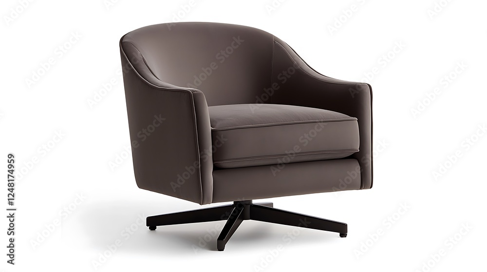 A stylish, modern swivel chair in a neutral brown fabric, featuring a rounded back and cushioned seat, perfect for contemporary living spaces. A stylish, modern swivel chair in a neutral brown fabric, featuring a rounded back and cushioned seat, perfect for contemporary living spaces.