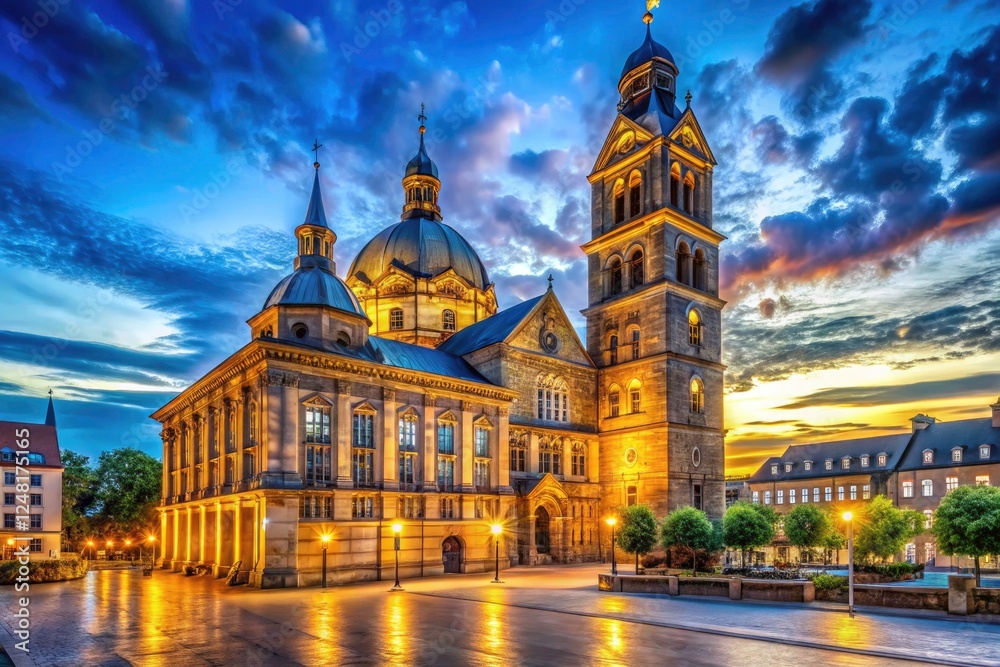 Fototapeta premium London's iconic St. Paul's Cathedral, a Gothic Revival masterpiece; its dome dominates the West End cityscape.