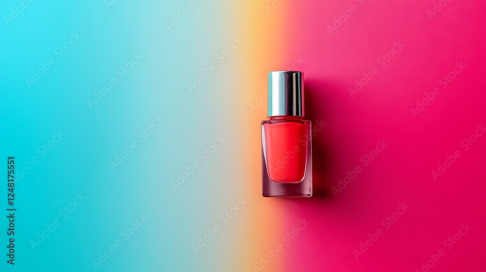Nail polish in opposition to a isolated colorful backdrop