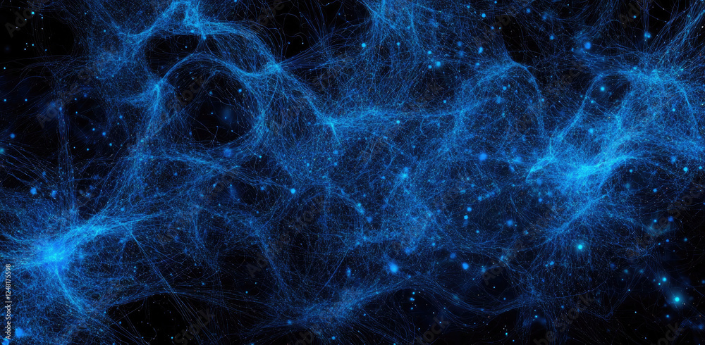 Obraz premium Abstract Blue Energy Wave with Sparkling Particles