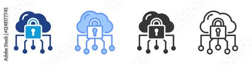 Hybrid cloud outline icon