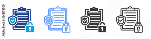 Security compliance icon set multiple style collection