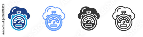 Latency reduction icon set multiple style collection
