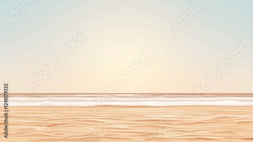 Calm Beach Sunrise, Peaceful Ocean Horizon, Tranquil Seascape, Ideal for Background photo
