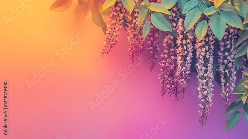 Obraz na płótnie Wisteria plant with flower growing in park isolated on a colorful background w salonie