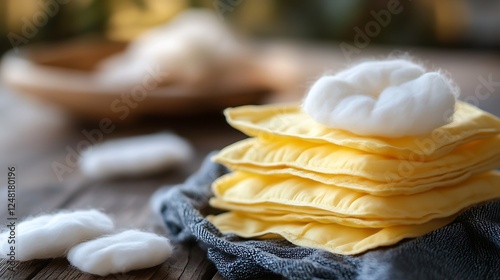 Obraz na płótnie Yellow cotton pads that are light and fluffy sit close by w salonie