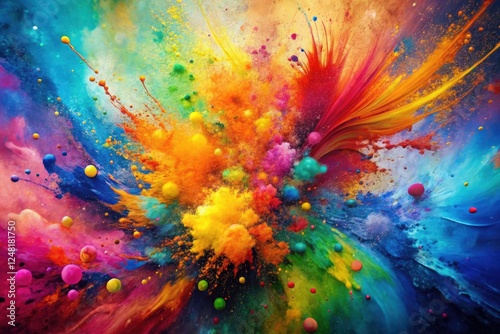 Modern, creative digital wallpaper featuring a colorful abstract design. Fluid paint textures and swirl patterns define this grunge art.