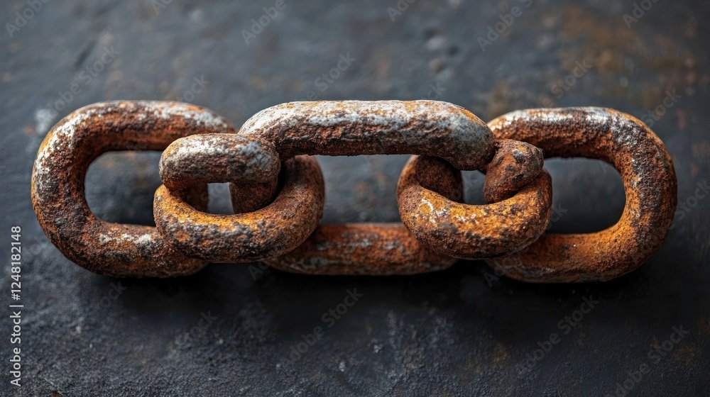 Rusty Chain: A Macro Photograph of Interlinked Metal Links Rusty Chain: A Macro Photograph of Interlinked Metal Links