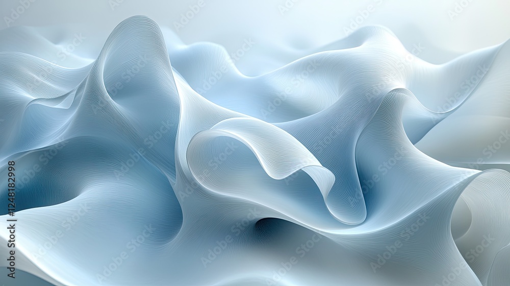 Obraz premium Soft, flowing blue fabric waves creating a serene atmosphere, ideal for design backgrounds