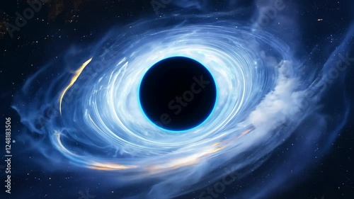 Sci-Fi Wormhole Simulation with Blue Event Horizon - Made with Generative AI