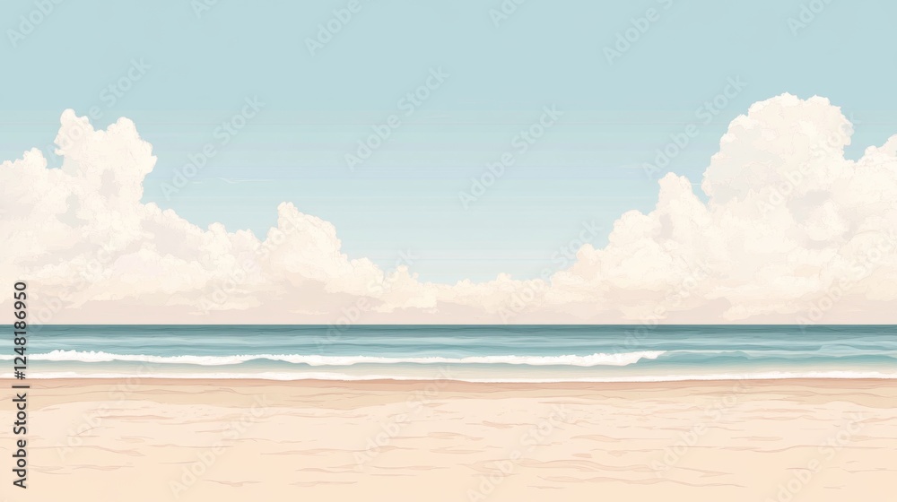 Fototapeta premium Empty Beach Scene Under Pastel Sky