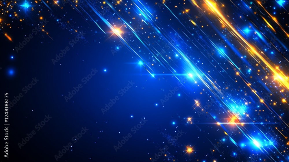 Fototapeta premium Abstract Blue and Gold Light Streaks Background Design for Technology or Futuristic Projects
