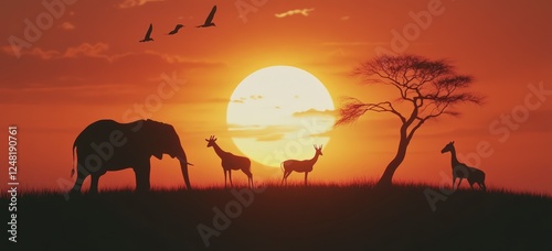 sunset in africa, wildlife