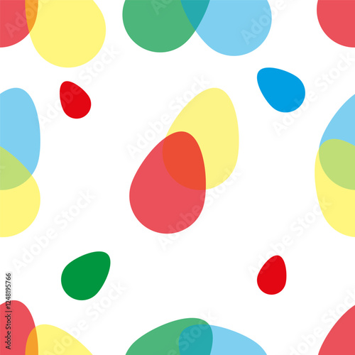 Seamless pattern of Easter bright eggs on a transparent background. Vector illustration for textiles and design