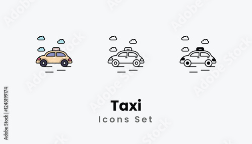 Taxi Icons thin line and glyph vector icon stock illustration