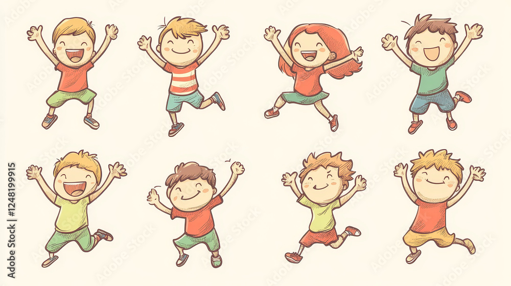 Happy people jump with raised arms, cheerful male and characters win, feel positive emotions, rejoice, celebrate victory or success. Laughing teens, men, women Cartoon linear flat vector Happy people jump with raised arms, cheerful male and characters win, feel positive emotions, rejoice, celebrate victory or success. Laughing teens, men, women Cartoon linear flat vector