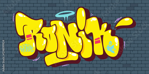 Urban Hip Hop Abstract Word Ronik Graffiti Style Font Lettering Vector Illustration Template Art