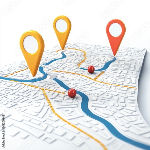 Exploring navigation points on a city map urban environment 3d visualization