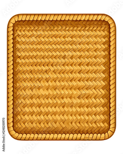 Elegant Rectangular Woven Rattan Mat with Braided Edge - Eco-Friendly Home Decor.