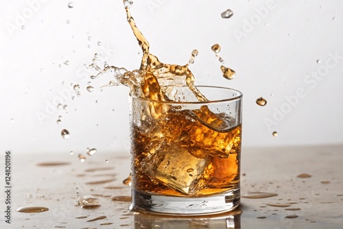 Whiskey Splash: Dynamic Drink Photography with Ice Cubes