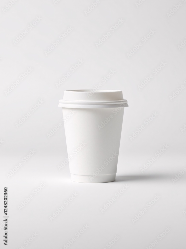 A minimalist paper coffee cup mockup on a white studio backdrop, designed for professional branding and packaging showcases. A minimalist paper coffee cup mockup on a white studio backdrop, designed for professional branding and packaging showcases.