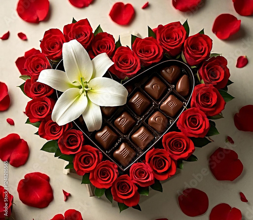 chocolate hearts and rose