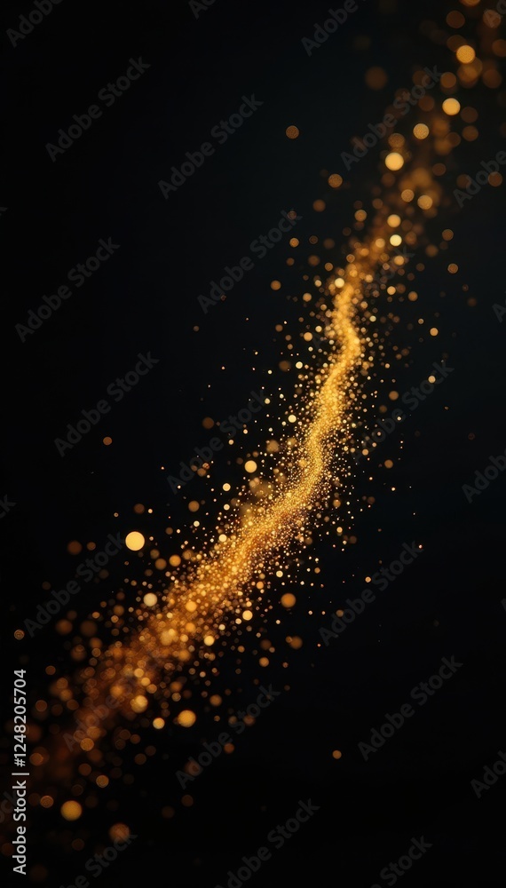 Elegant golden dust particles on black background, shine, subtle Elegant golden dust particles on black background, shine, subtle