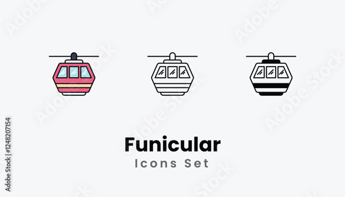 Funicular Icons thin line and glyph vector icon stock illustration