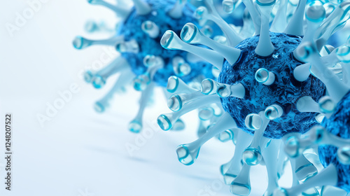 Virus infectious blue on white background.