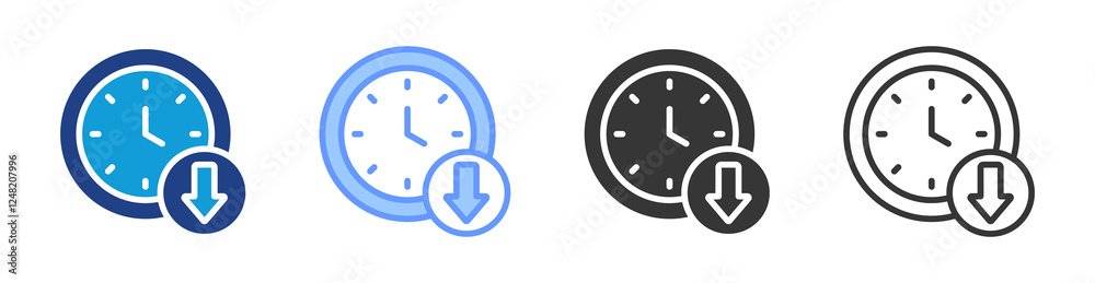 Time Reduction icon set multiple style collection Time Reduction icon set multiple style collection