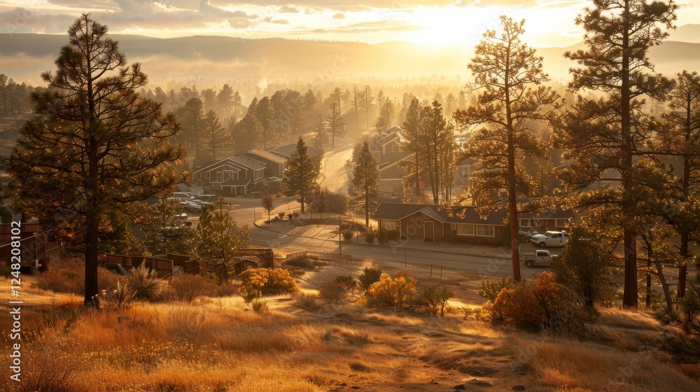 Breathtaking mountain sunset a warm and sunny evening illuminating the scenic landscape Breathtaking mountain sunset a warm and sunny evening illuminating the scenic landscape