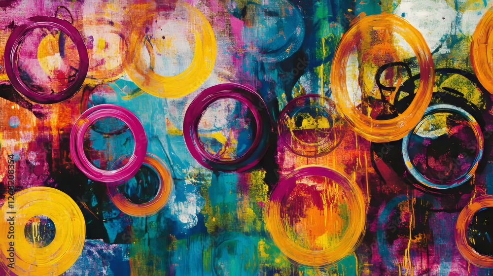 Fototapeta premium Abstract vector background with color rainbow circles 