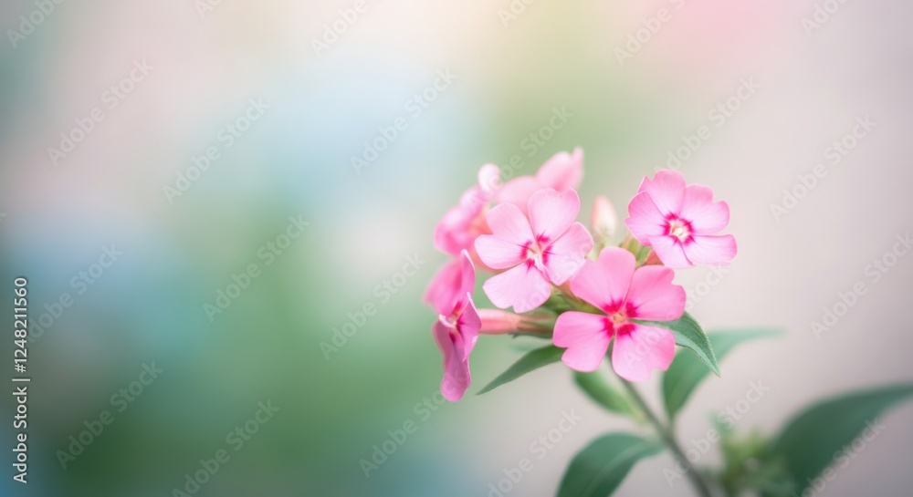 Soft focus pink phlox flowers with blurred pastel background Soft focus pink phlox flowers with blurred pastel background