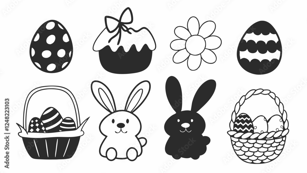 Fototapeta premium Easter Vector, Happy Easter Vector, Easter Silhouette Vector, Bunny Vector, Easter Elemet