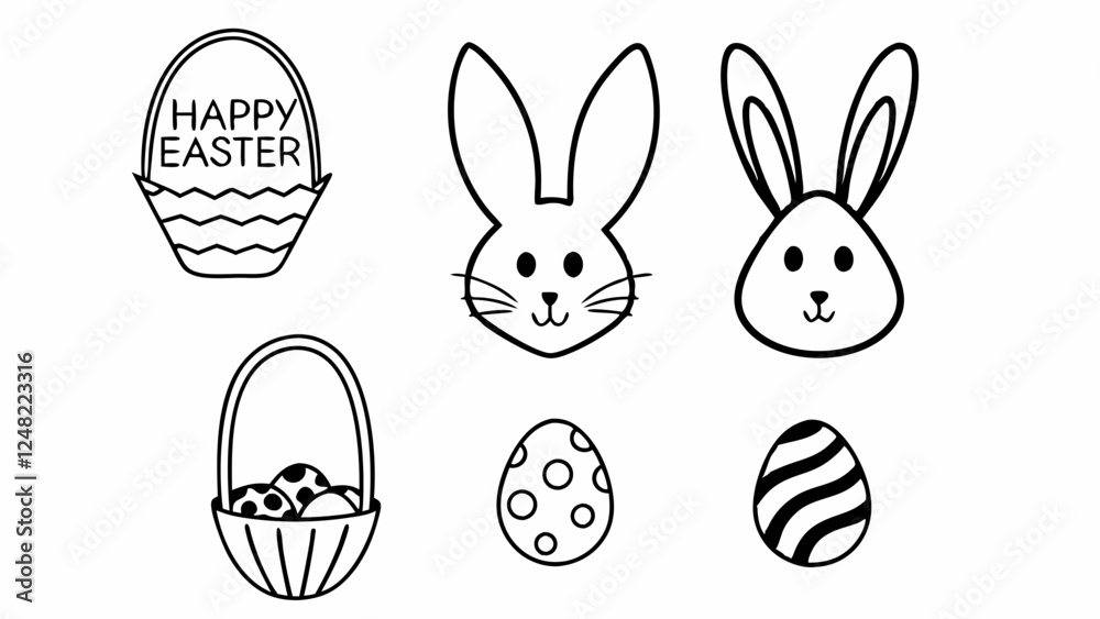 Obraz premium Easter Vector, Happy Easter Vector, Easter Silhouette Vector, Bunny Vector, Easter Elemet