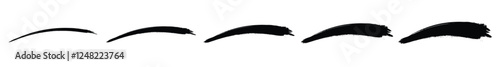 Hand drawn curved grunge brush stroke vector set for line and underline text